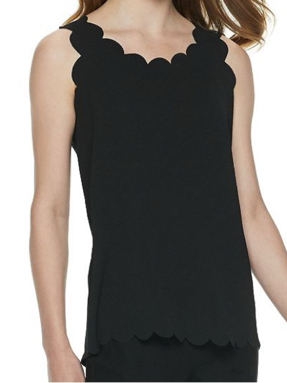 Elle Black Scallop-Edge Sleeveless Camisole